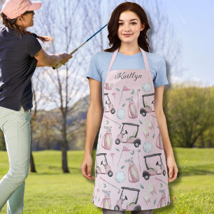 Stylish Feminine Golf Design and Name Apron