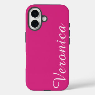 Stylish Feminine Hot Pink Personalised Name iPhone 16 Case