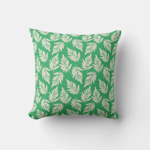 Stylish Fern Leaves Sea Green Pattern Cushion