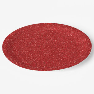 Stylish Festive Chic Red Glitter Paper Party Plate
