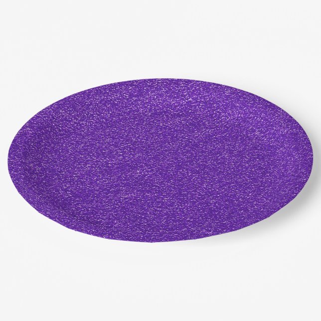 Stylish Festive Purple Glitter Paper Party Plate (Angled)