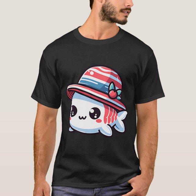 Stylish Fish with Hat T-Shirt (Front)