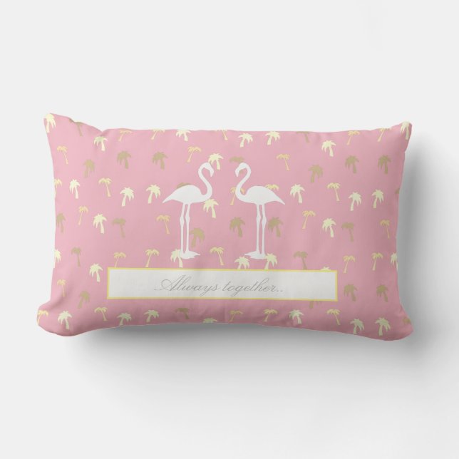 Stylish Flamingo Always Together Palm Cushion (Front)