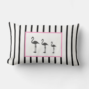 Stylish Flamingo Bird Stripes Cushion Throw Pillow