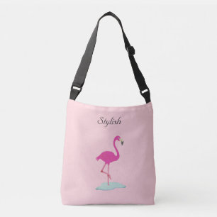 Stylish flamingo on millennial pink crossbody bag