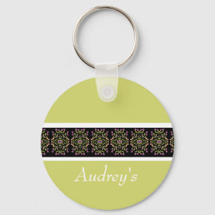 Stylish floral accented patterned key ring