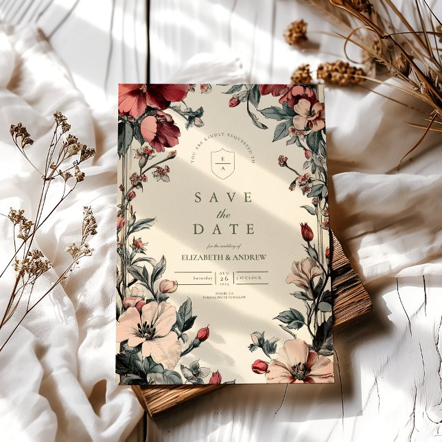 Stylish Floral Art Nouveau Wedding Save The Date (Creator Uploaded)