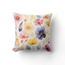 Stylish Floral Botanical Print Ivory Cushion