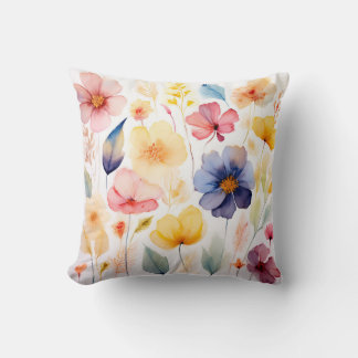 Stylish Floral Botanical Print Ivory Cushion