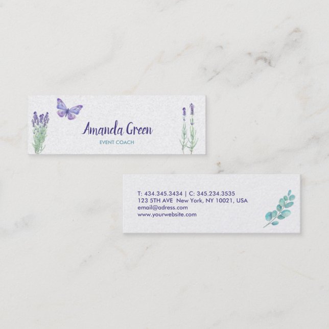 Stylish Floral Butterfly Business Card (Front/Back)