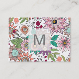Stylish floral doodles vibrant design business card