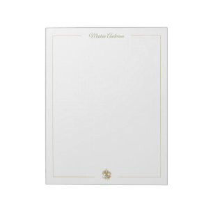 Stylish floral Fleur de Lys Personalised Name Notepad