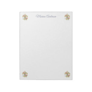 Stylish floral Fleur de Lys Personalised Name Notepad