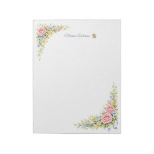 Stylish floral Fleur de Lys Personalised Name Notepad