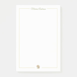 Stylish floral Fleur de Lys Personalised Name Post-it Notes
