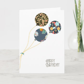 Stylish Floral Happy Birthday Balloons Card