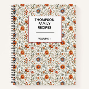 Stylish Floral Neutrals Personalised Recipe  Notebook