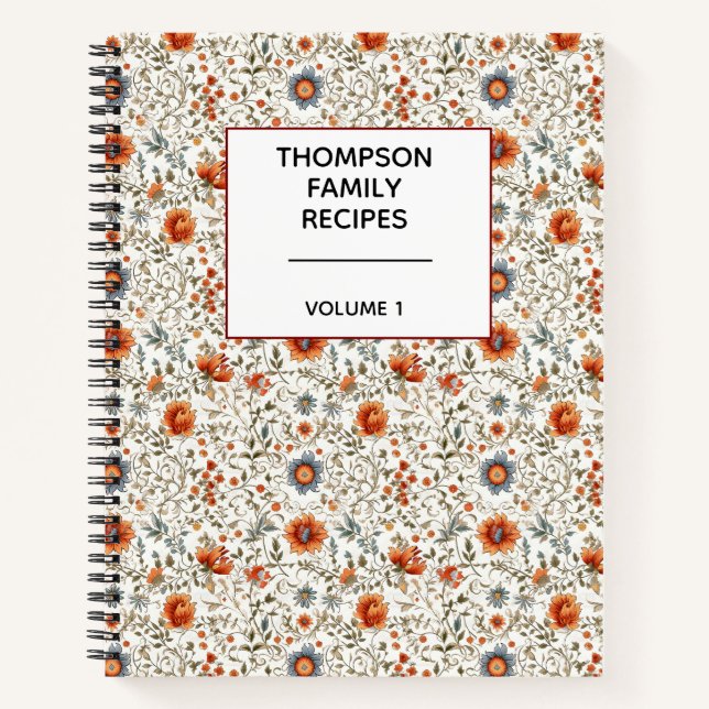 Stylish Floral Neutrals Personalised Recipe  Notebook (Front)