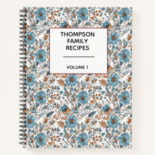 Stylish Floral Neutrals Personalised Recipe  Notebook