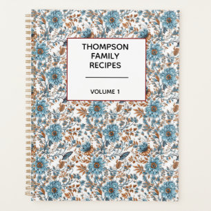 Stylish Floral Neutrals Personalised Recipe Planner