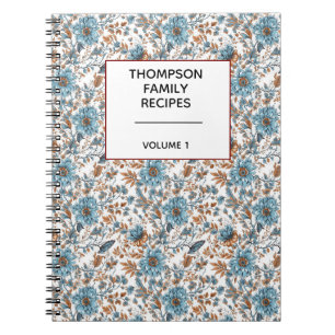 Stylish Floral Neutrals Personalized Recipe  Notebook