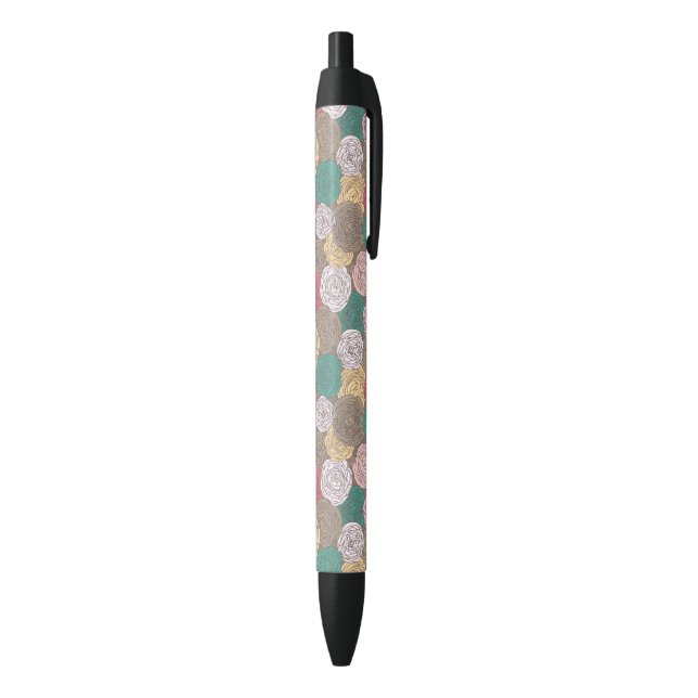Stylish floral pattern. Bright floral Black Ink Pen (Bottom (Vertical))