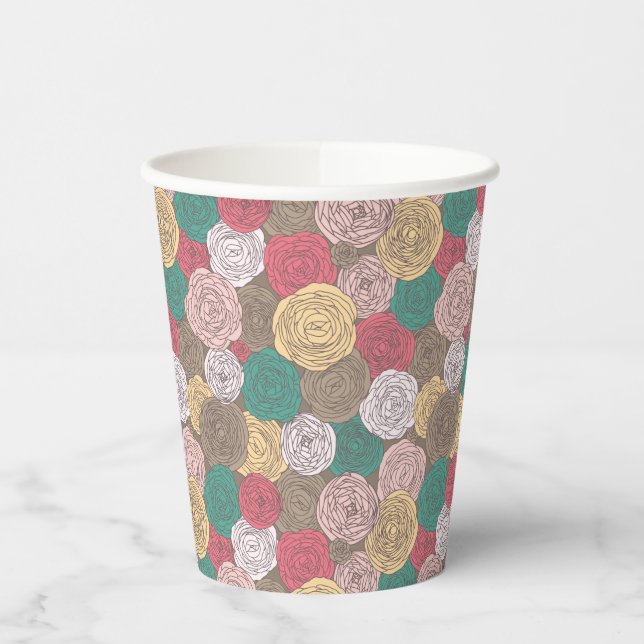 Stylish floral pattern. Bright floral Paper Cups (Left)