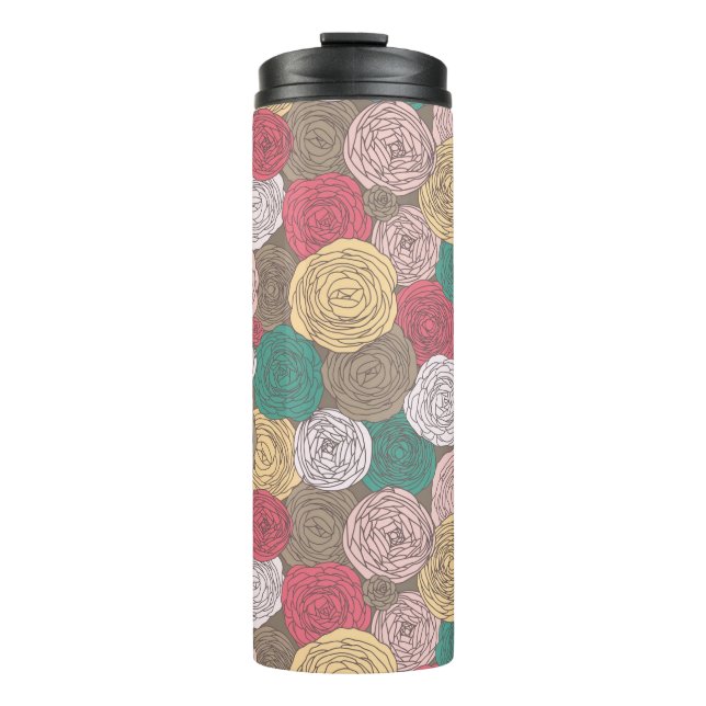 Stylish floral pattern. Bright floral Thermal Tumbler (Front)