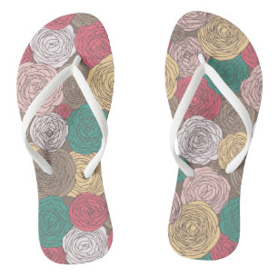 Stylish floral pattern. Bright floral Thongs