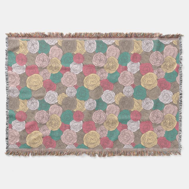 Stylish floral pattern. Bright floral Throw Blanket (Front)