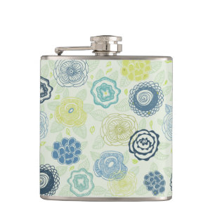 Stylish floral pattern with cute flowers hip flask
