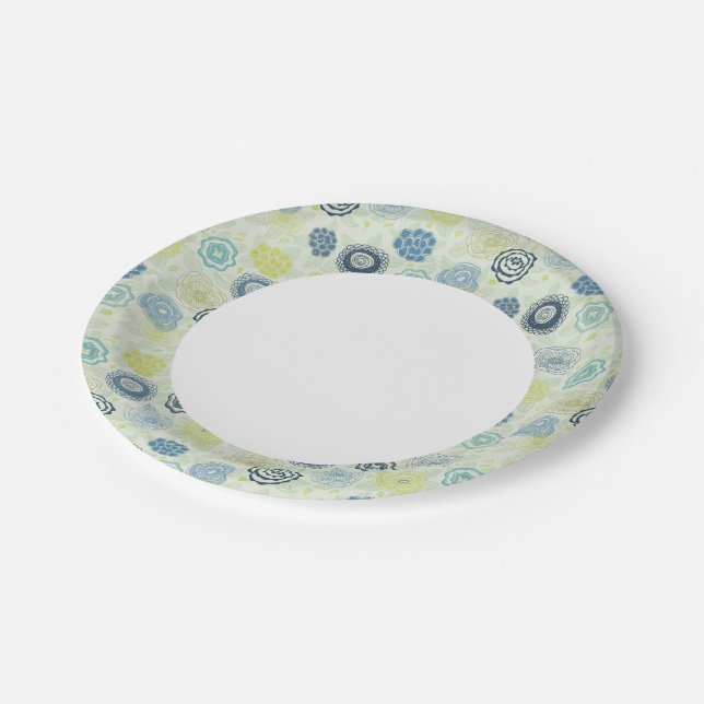 Stylish floral pattern with cute flowers paper plate (Angled)
