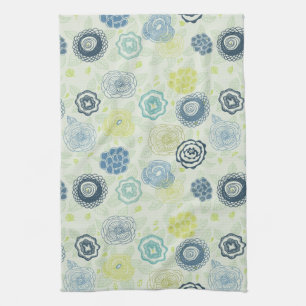 Stylish floral pattern with cute flowers tea towel