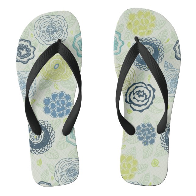 Stylish floral pattern with cute flowers thongs (Footbed)