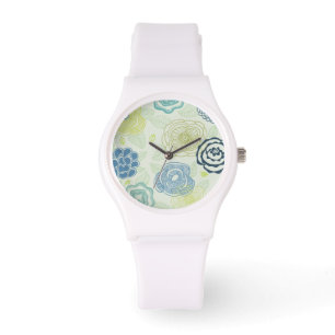 Stylish floral pattern with cute flowers watch