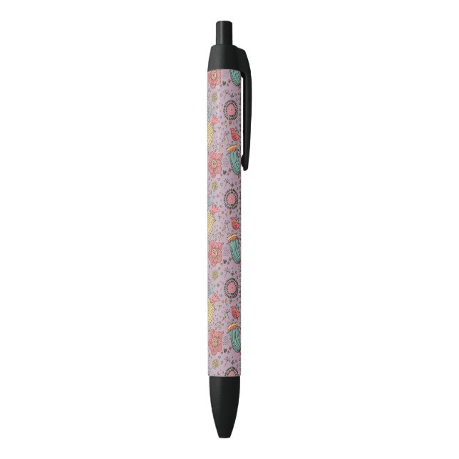 Stylish floral pattern with flowers black ink pen (Bottom (Vertical))
