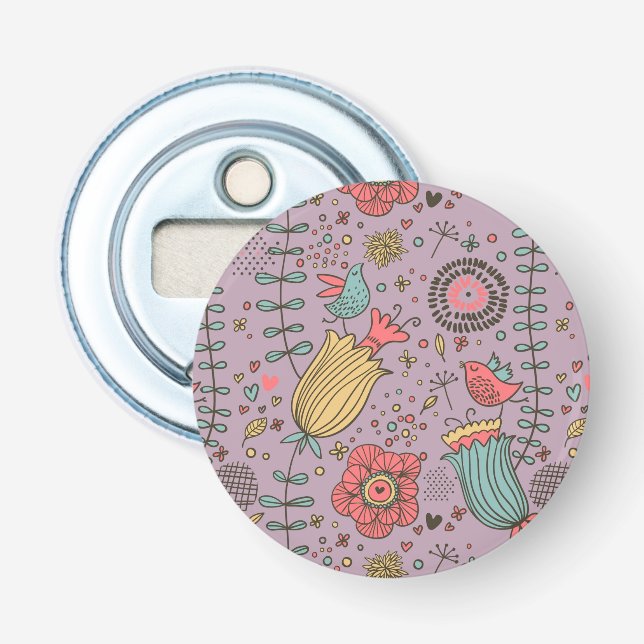 Stylish floral pattern with flowers bottle opener (Front)