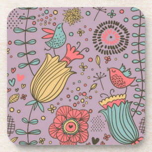 Stylish floral pattern with flowers coaster