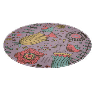 Stylish floral pattern with flowers cutting board