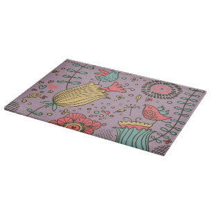 Stylish floral pattern with flowers cutting board