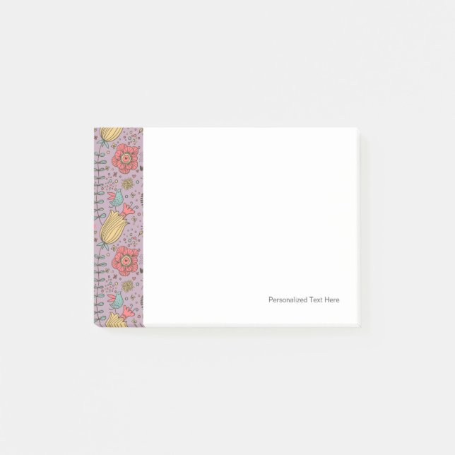 Stylish floral pattern with flowers post-it notes (Front)