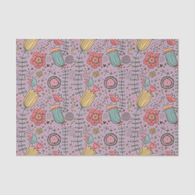 Stylish floral pattern with flowers tissue paper (Front)
