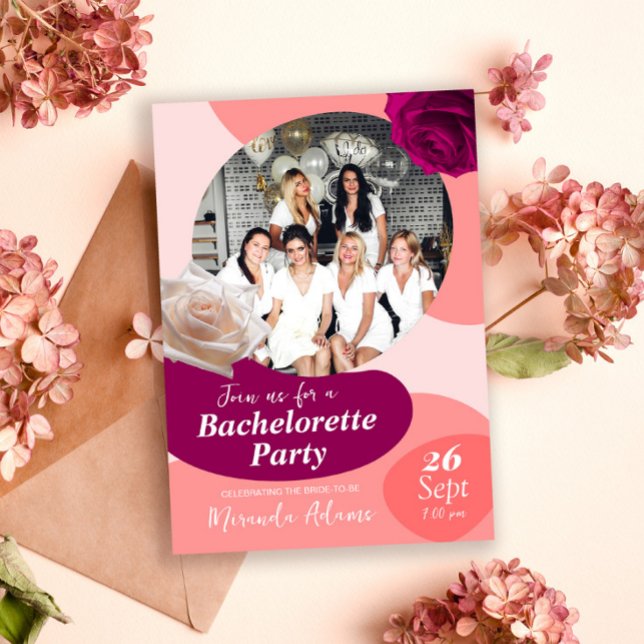 Stylish Floral Peach Fuzz Bachelorette Party Invitation (Creator Uploaded)