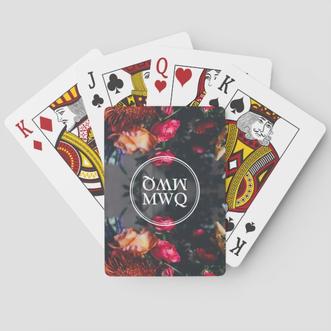 Stylish Floral Personalised Monogram Playing Cards (Back)