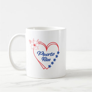 Stylish Floral Puerto Rico Heart Illustration Coffee Mug