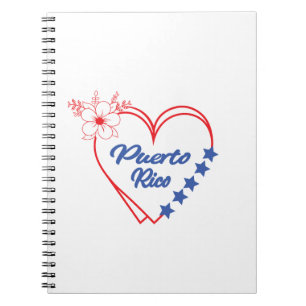 Stylish Floral Puerto Rico Heart Illustration Notebook