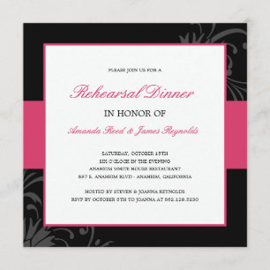 Stylish Floral Rehearsal Dinner Invitation (Pink)