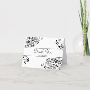 Stylish Floral Scroll Thank You Card