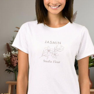 Stylish Floral Small Business Employee T-Shirt