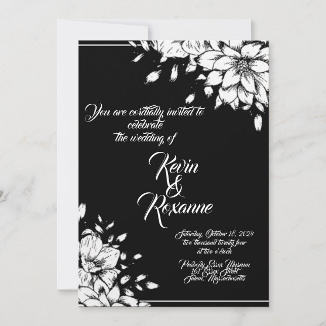 Stylish Floral Wedding Invitation (Front)